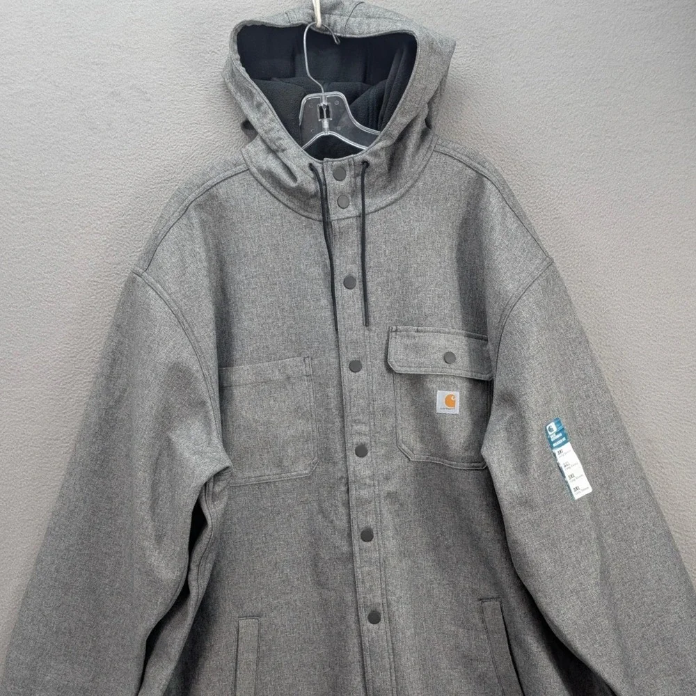 Carhartt Rain Defender Hooded Jacket Men's 3XLBlack Heather Heavyweight TJ5022-M - Picture 5 of 12